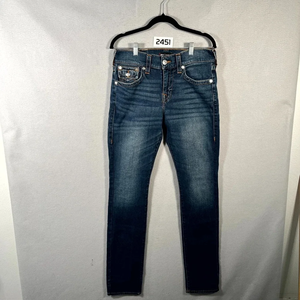 True Religion Ricky‎ Relaxed Straight Jeans Womens 29 Blue World Tour